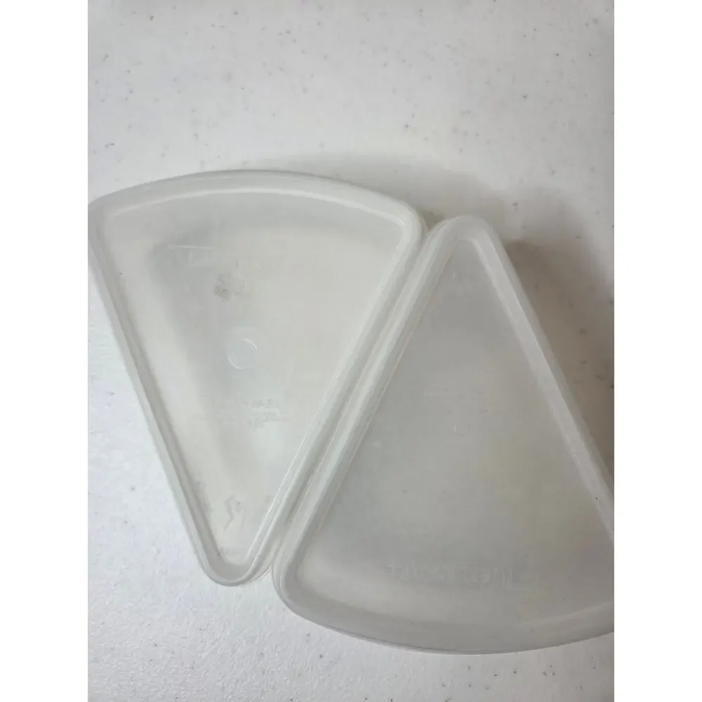 Vintage Tupperware Clear Pie Containers Set of 2 Storage Keepers Retro